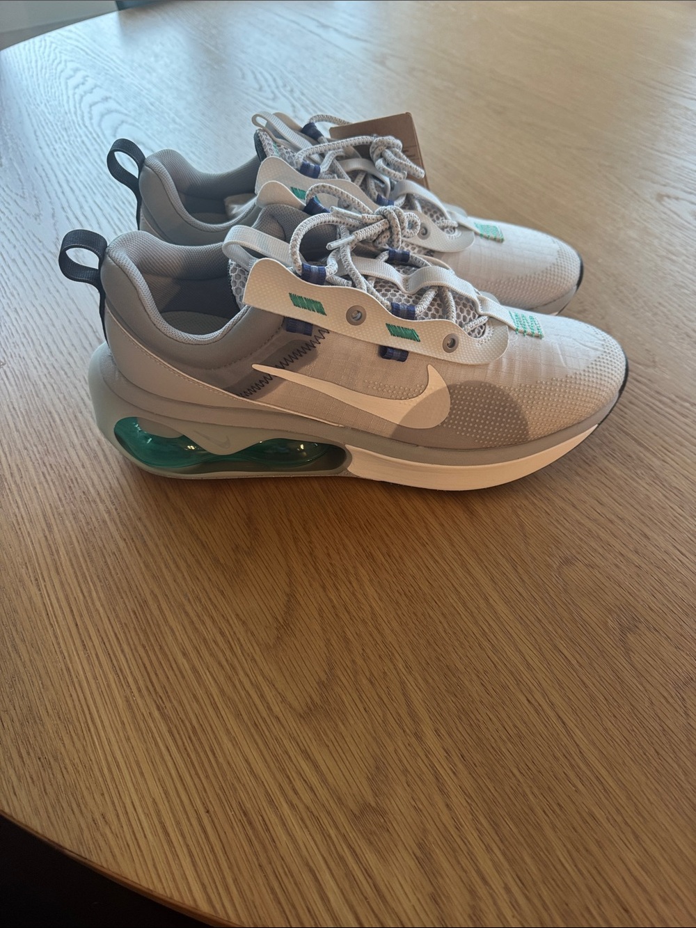 Nike Kids Sneakers — Light Gray with Teal Accents